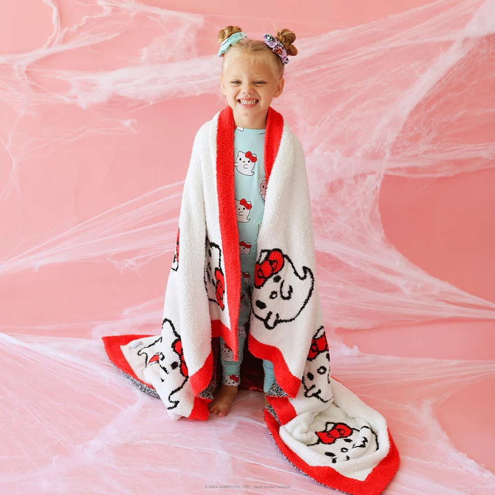 POSH PEANUT X HELLO KITTY HALLOWEEN GHOSTS SANRIO CUDDLE BLANKET - Picture 5 of 8